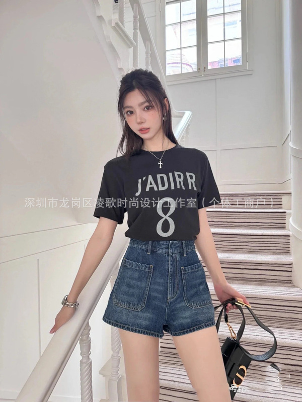 LENGE南油DR25夏デジタル8文字裏面プリントラウンドネック半袖Tシャツレディーストップス万能トレンド|undefined
