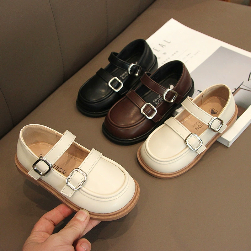 Обувь для девочек Обувь принцессы Новая Весенняя детская Стильная черная кожаная обувь на мягкой подошве Обувь для маленьких девочек Обувь в британском стиле