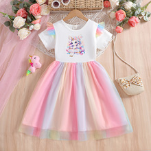 外贸夏季新款连衣裙洋气纱裙网纱公主裙宝宝裙子女童短袖儿童夏装