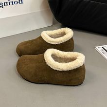 复古加绒勃肯鞋女一脚蹬懒人毛毛鞋2025冬季新款雪地靴豆豆棉鞋子