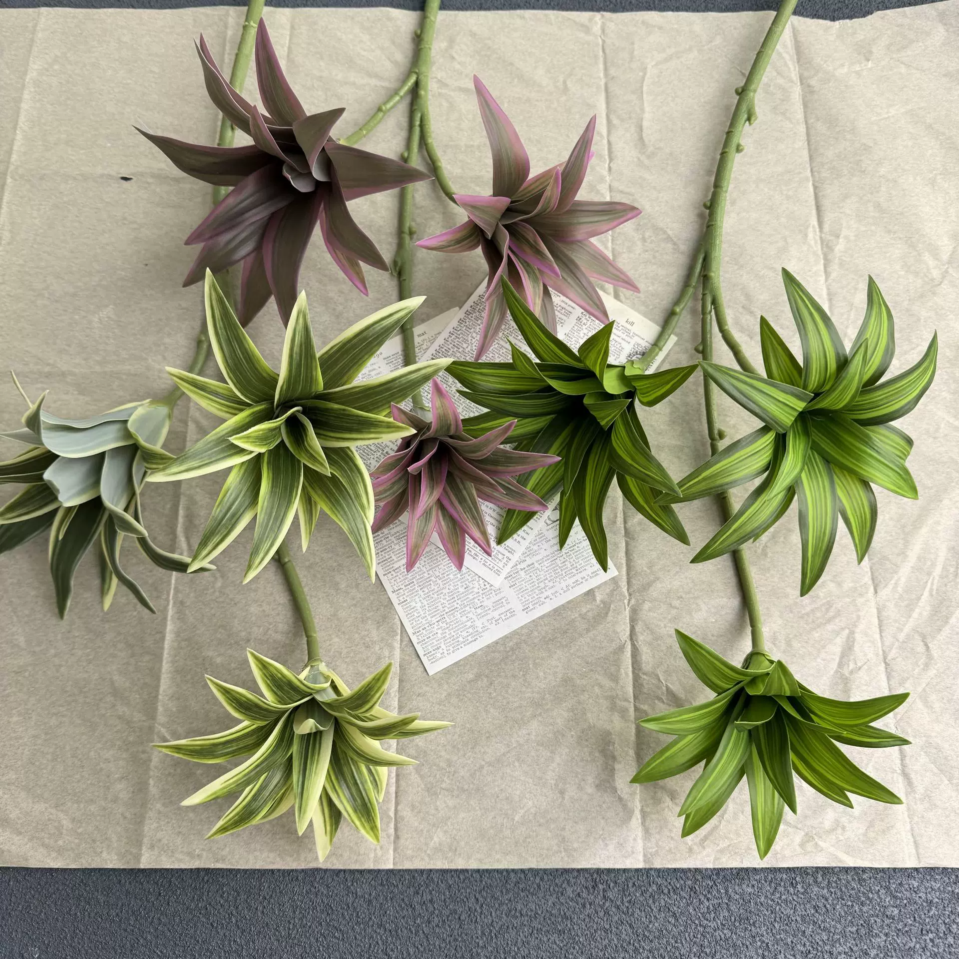 3叉金边百合竹仿真绿植家居客厅装饰盆栽叶材户外婚礼拍摄道具花