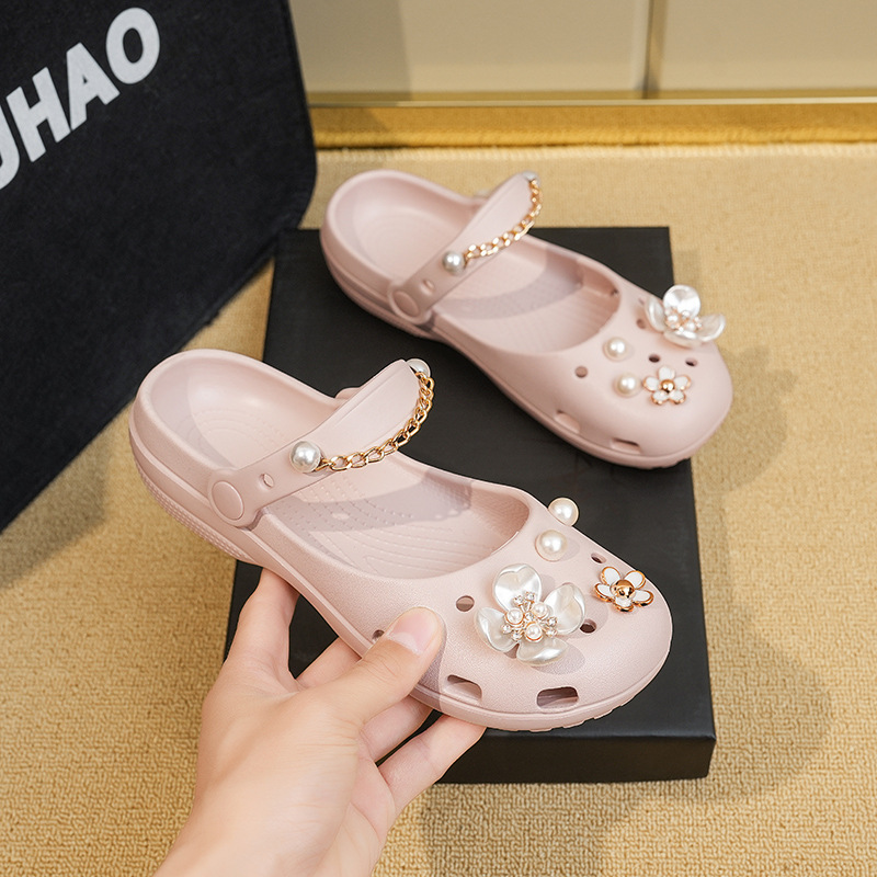 Flowing Light Ballet Original Clog Shoes with Heavy Craftsmanship and Cool Sensation, Camellia Strap Sandals, Summer 2026 Women's Shoes
