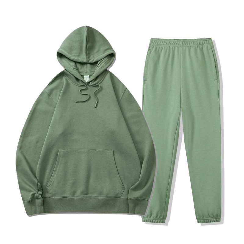 Otoño e invierno nuevo europeo y americano de dos piezas transfronteriza casual deportes con capucha sueltos suéter pantalones traje impreso logotipo