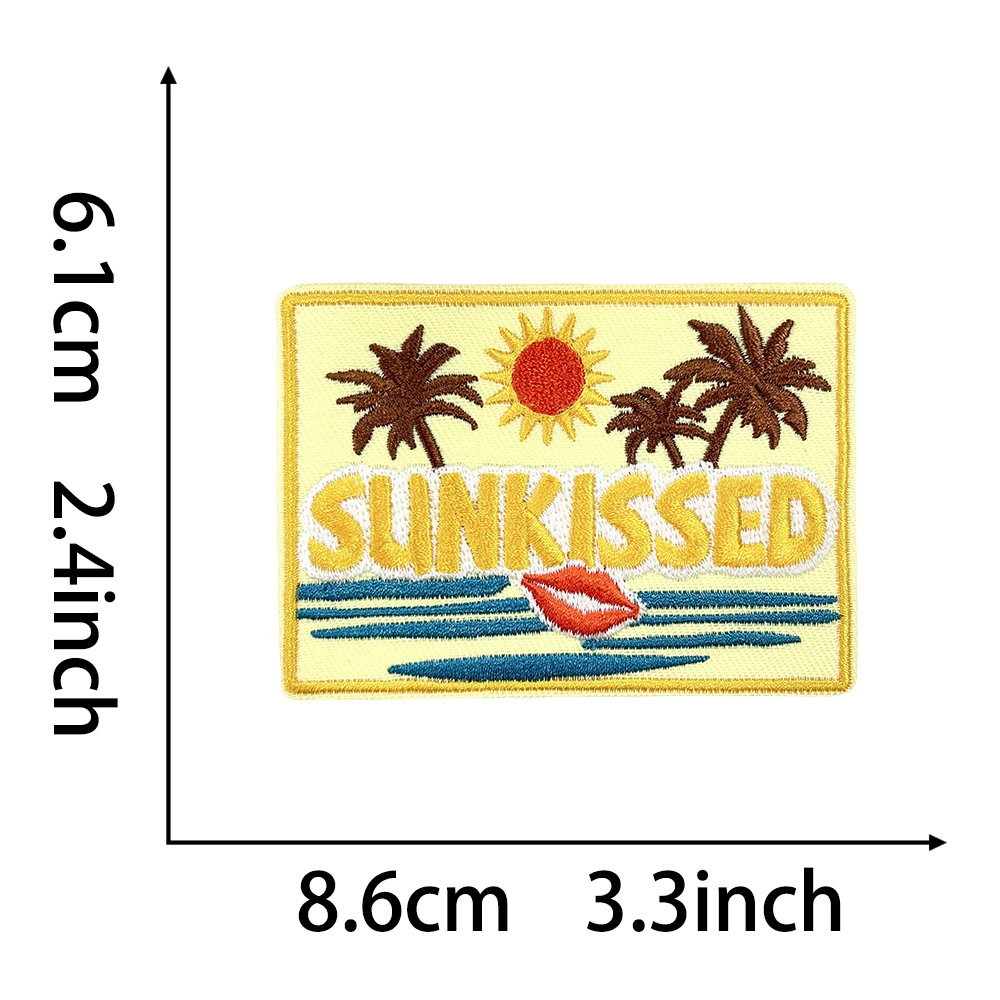 Embroidered Patch Set — Summer Beach & Surf Motifs, Assorted Designs, 6.3×5.1 cm