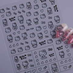 かわいい KT 猫ネイルアートステッカーフラット粘着裏地付き hellokitty ハローキティネイルデカール装飾品 DH754