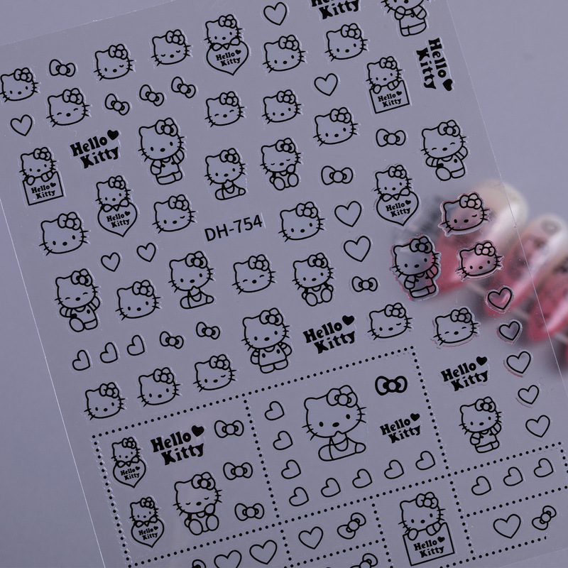 かわいい KT 猫ネイルアートステッカーフラット粘着裏地付き hellokitty ハローキティネイルデカール装飾品 DH754|undefined