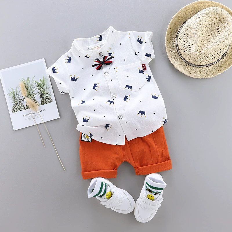 (Cross-border trading) summer children's summer clothing for boys set for early age sleeves with short sleeve → (Контрольно-граница) летняя детская одежда для мальчиков набор на ранний возраст с рукавами короткими