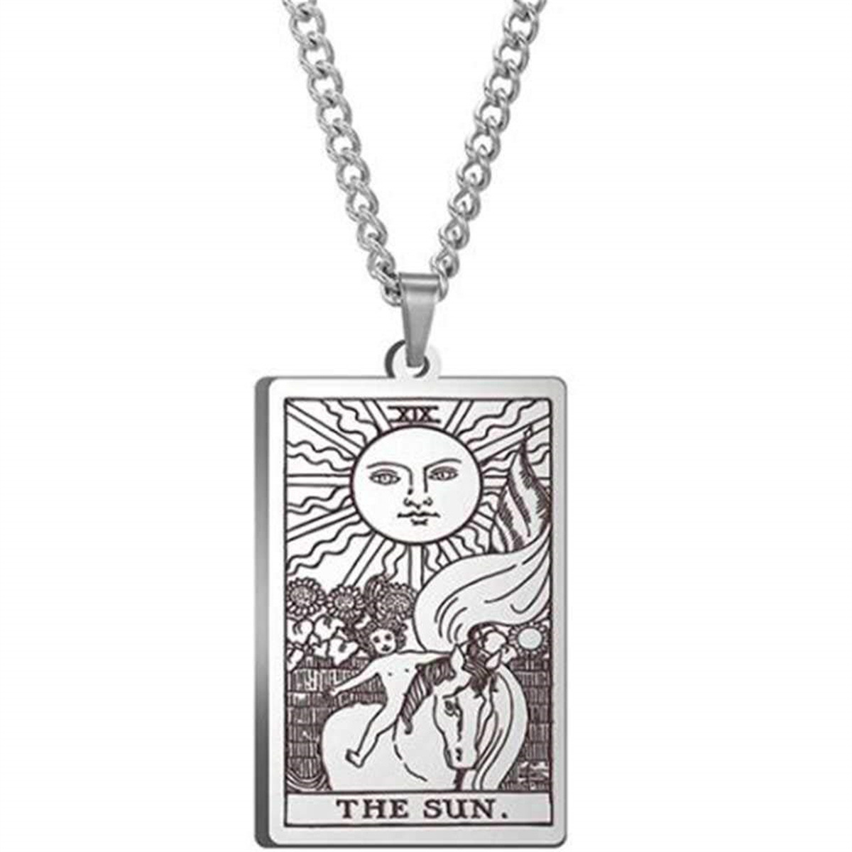 Collana con ciondolo carta dei tarocchi in acciaio inox_voghion.com