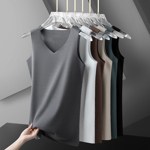 De velvet thermal vest men's inner wear bottoming autumn and winter fleece-lined thickened seamless tight heating sleeveless cotton waistcoat