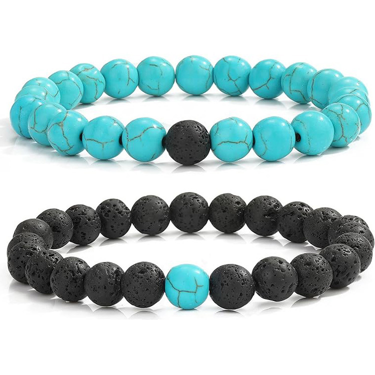 화산석 + 블루 터콰이즈 8mm