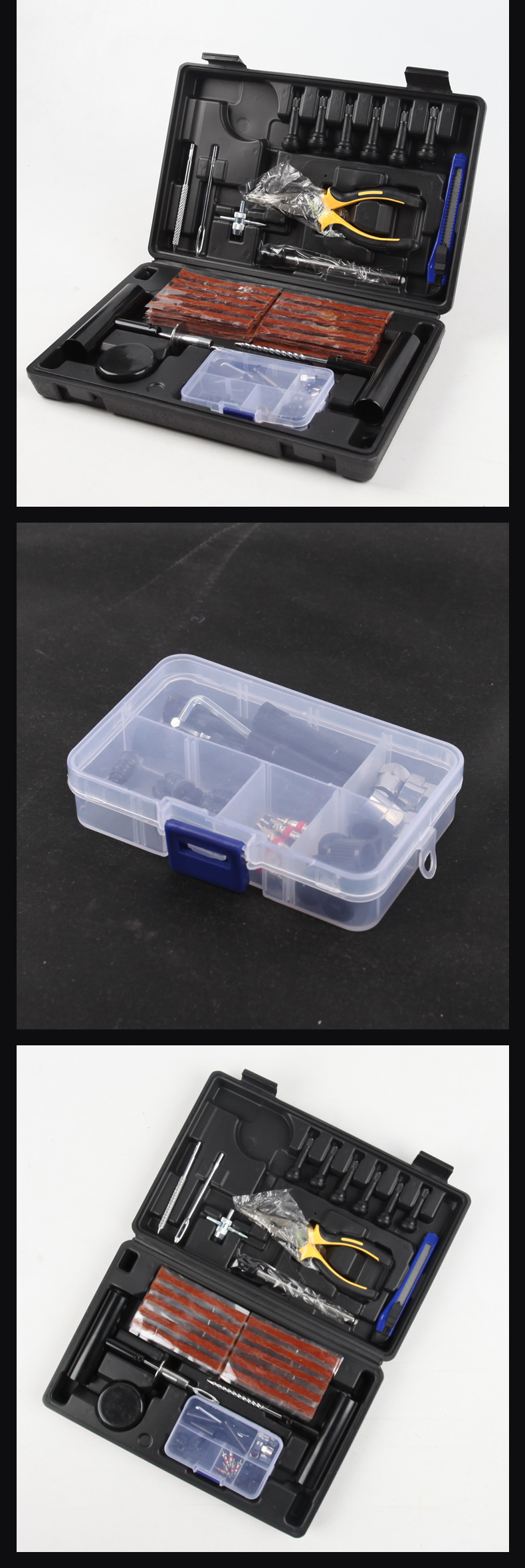 Car Tire Repair Tool Set, Motorcycle Vacuum Tire Emergency Repair Tool, 100Pcs Tire Repair Tool Box