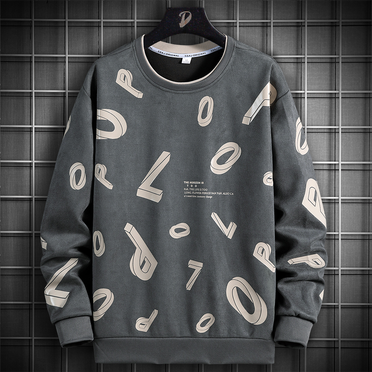 Autumn fashionable trend small design sweatshirt with a round collar