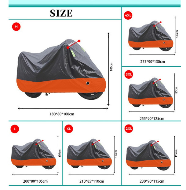Cross-border motorcycle cover, motorcycle sun and rain protection cover, waterproof and dustproof universal sunshade cover, full cover