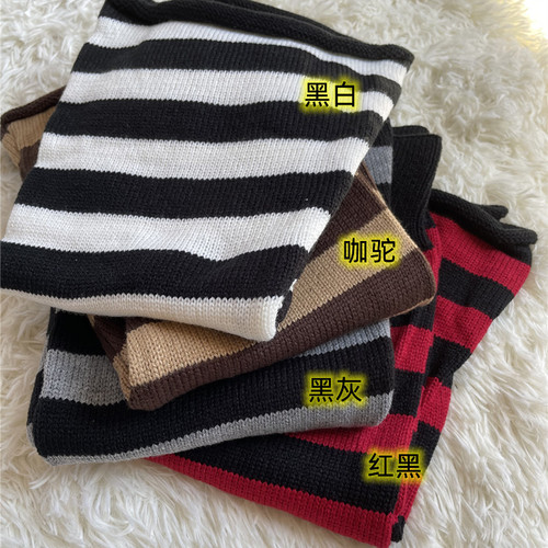 Star leg sets black and gray striped calf socks y2k millennium hot girl pile socks subculture wide leg knitted socks set for women