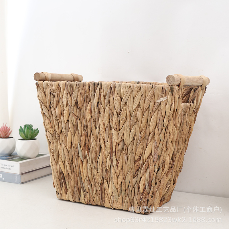 Woven Trash Can, Handmade Rattan Waste Paper Basket for Bedroom, Toy and Miscellaneous Items Organizer, Bathroom Tissue Storage Box Woven Trash Can, Handmade Rattan Waste Paper Basket for Bedroom, Toy and Miscellaneous Items Organizer, Bathroom Tissue Storage Box