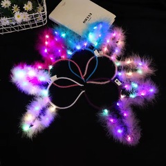 New Length Feather Rabbit Ears Gold Thread Rabbit Ear Headband 14 Light Glowing Rabbit Ears Night Market Street Stall Bestselling Item