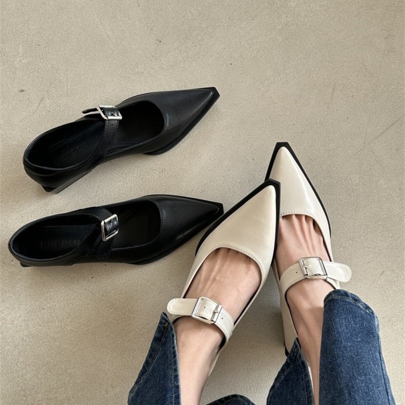 French-style Pointed-toe High-heeled Shoes, New Autumn 2025 Collection, Elegant And Versatile, Retro Low-heel Chunky_vogvips.com