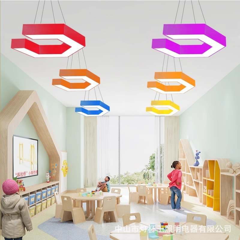 led color hexágono en forma de Y lámpara candelabro jardín de infantes instituciones de capacitación de educación temprana parque infantil creativo lámpara de modelado de panal