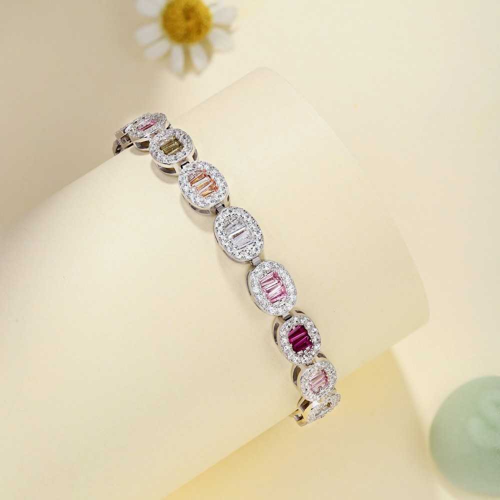 40g Weight Zircon Inlay Material Tennis Bracelet Classification 1 Piece Quantity Banquet, Party Occasion 925 Sterling Silver Material Geometric Pattern Women's Gender Plating, Inlay Design Elegant, Luxurious, Shiny Style 925 Sterling Silver Tennis Bracelet Elegant Luxurious Shiny 19