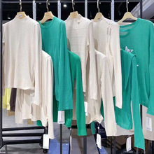 纪23梵文秋羊绒衫半高领长袖针织打底衫修身气质上衣厂家清仓尾货