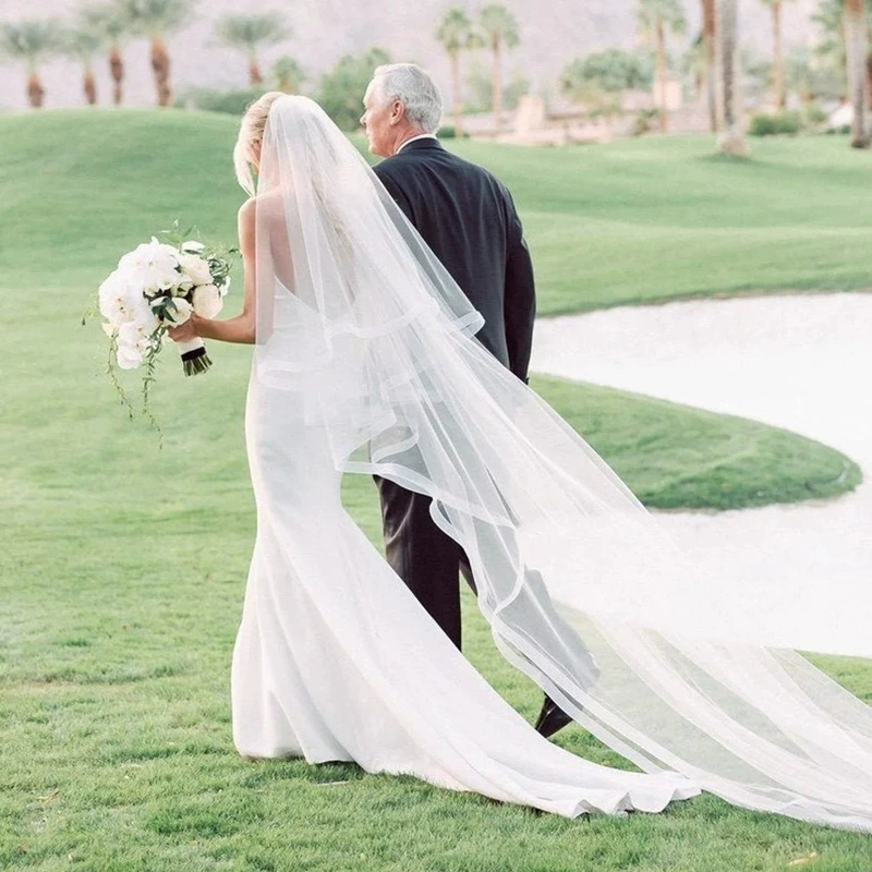 Elegant 3m Wedding Veil with Elastic Mesh - Simple Design, Perfect for Photography Props and Accessories