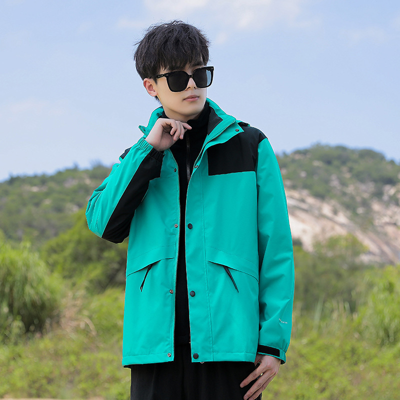 Chaqueta al aire libre para hombres y mujeres tres en uno desmontable de dos piezas impermeable y transpirable forrado de vellón engrosado traje de Montañismo senderismo