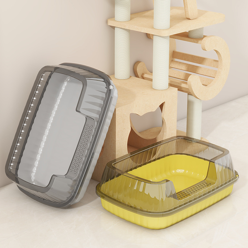 고양이 쓰레기 분지 대형 안티 스플래시 고양이 화장실 초대형 냄새 방지 오픈 케이지 거대한 키티 고양이 쓰레기 분지