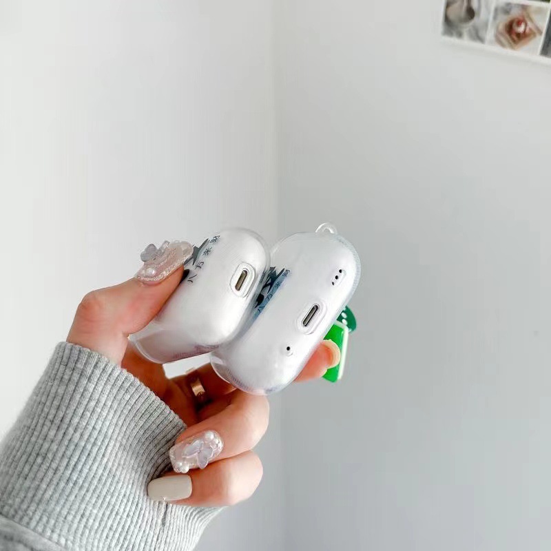 Aplicable a Apple AirPods4 auriculares Pro2 auriculares Bluetooth 1 / 2 generación transparente de dibujos animados Jade Gui cubierta de perro