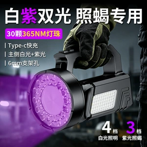 New Model Scorpion Lamp 365Nm Purple Light Portable Lamp Outdoor Searchlight Rechargeable Long-Lasting Lighting Flashlight