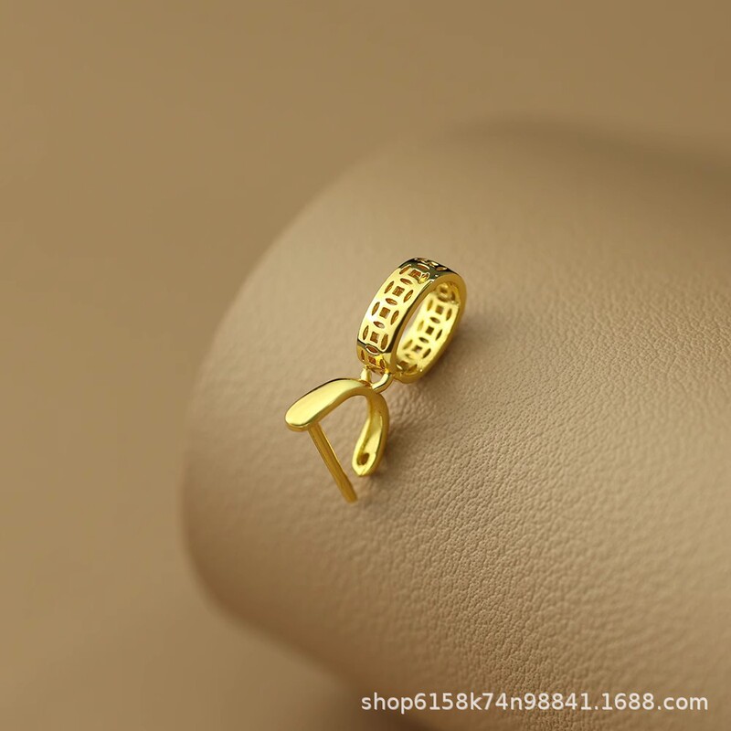 18K Gold Plated Mini Melon Buckle Copper Universal Buckle Buddha Jade Pendant Necklace Clip Diy Accessories