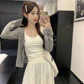 韩系纯欲风薄款开衫女显瘦修身夏季新款时尚上衣