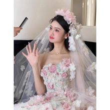 花仙子轻婚纱2025新款高级感抹胸在逃公主彩纱玫瑰公主成人礼礼服