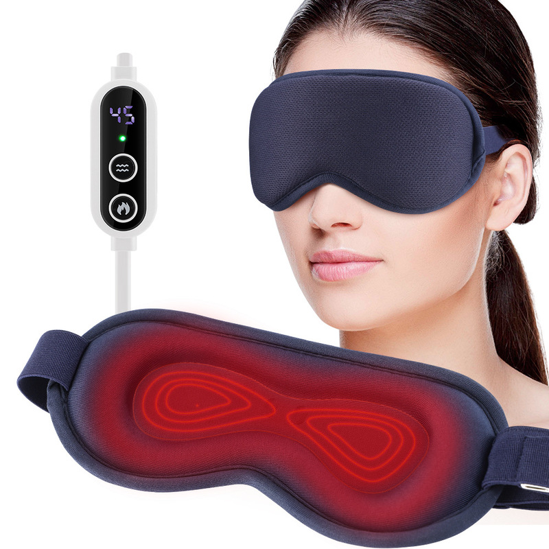 USB Electric Heating Eye Mask, Hot Compress Eye Mask for Eye Fatigue, Dry Eye Treatment, 3-Level Temperature Adjustment, 6-Level Vibration Eye Massager