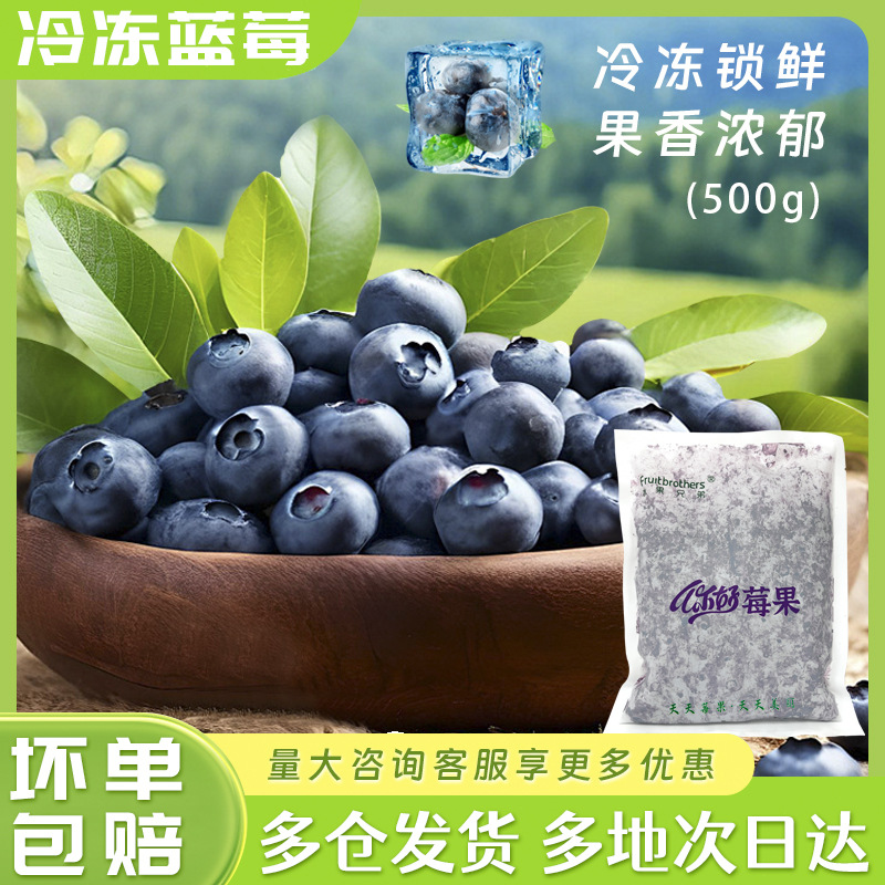 冷冻蓝莓500g速冻新鲜水果商用蓝梅酒果汁果酱原料莓果速冻蓝莓