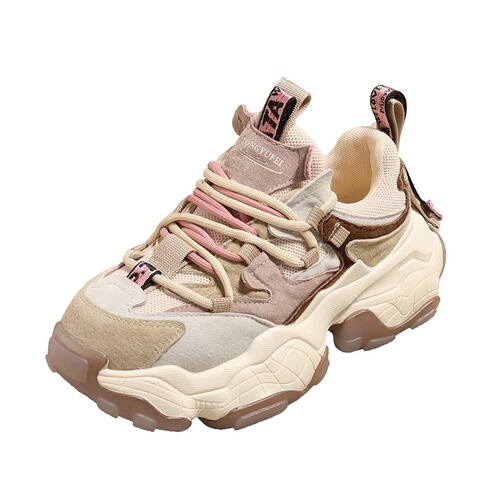 Guyun European Genuine Leather Lifted Dad Shoes for Women, Unconventional Spring and Autumn New Style, Versatile Shoes for Girls, Casual Thick Sole Sports Shoes