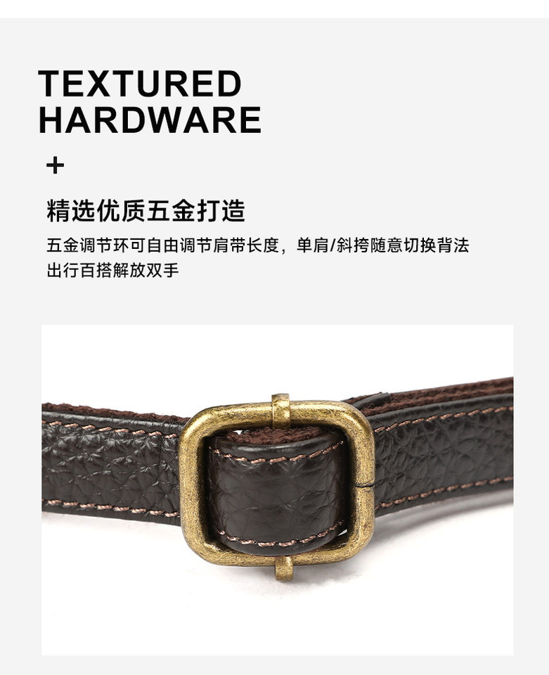 Túi xô tròn da thật nữ đeo vai xách tay đeo chéo phong cách retro cỡ trung — Cà phê, màu xám, màu đen chi tiết 13