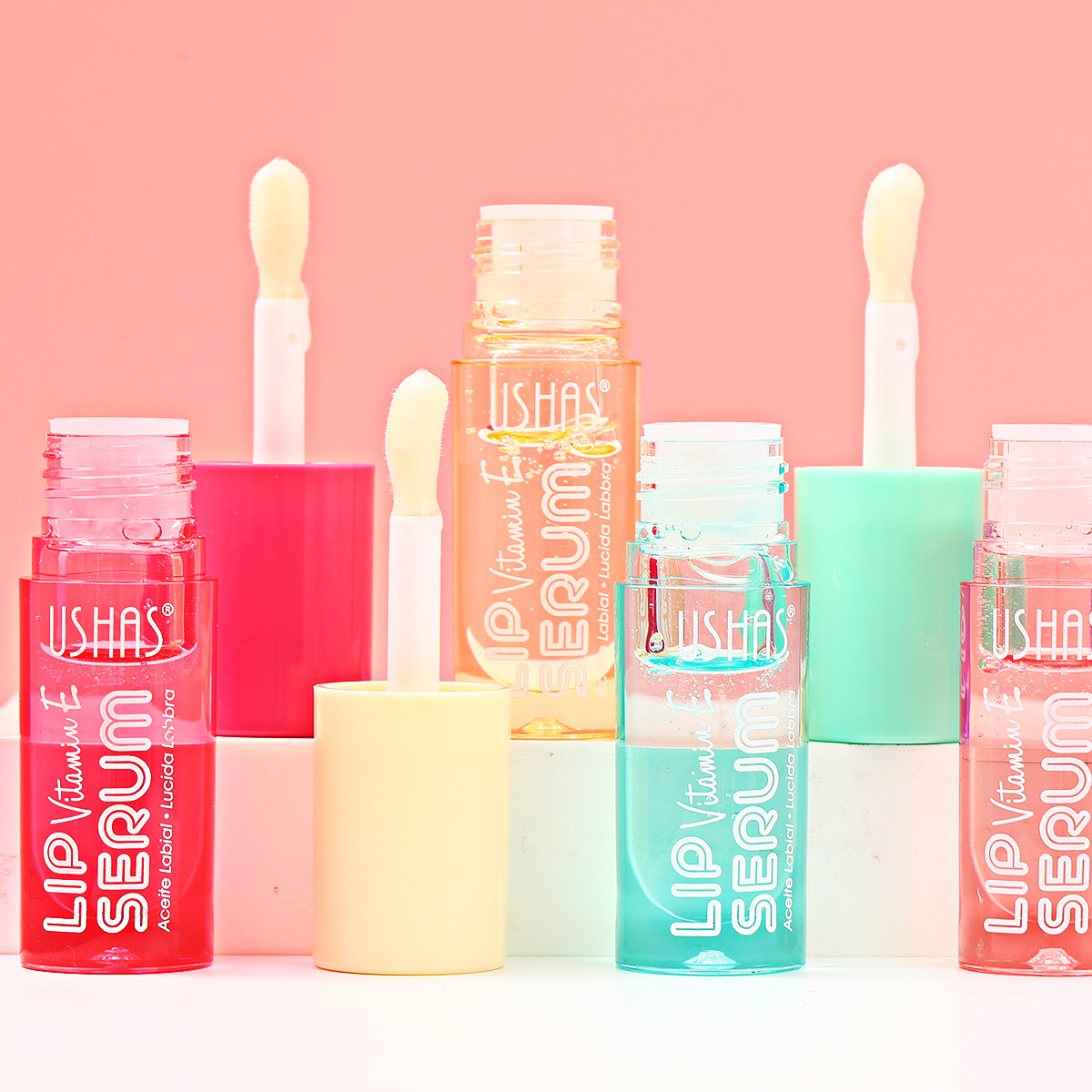 USHAS Europa y América Punto transfronterizo Venta caliente Bálsamo labial de brillo de labios de 6 colores Bálsamo labial hidratante nutritivo brillante