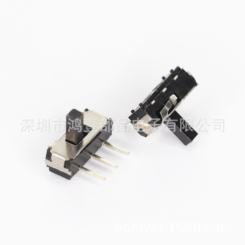 鸿壹厂家直销立式侧插2档3脚拨动开关脚距2.0MM柄高4长柄MSK开关