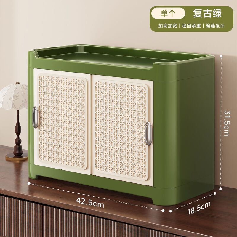 中古水杯置物架仿藤编复古咖啡杯茶具收纳密封双层大容量防尘杯架|undefined