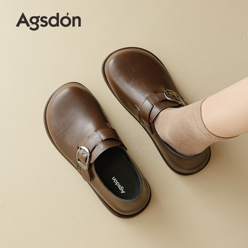 Augusto Lion Denlefour zapatos para mujeres 2025 nuevo otoño suela gruesa un pedazo suave suela plana marrón zapatos de cuero de viaje