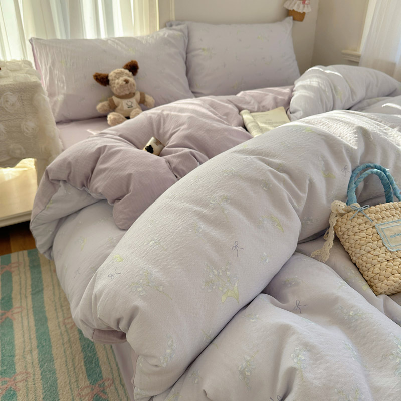 Cama de algodón de cuatro piezas A clase madre y bebé dormir desnudo pro piel sábanas de cama de algodón puro Kasa dormitorio dibujos animados lindos tres piezas 4