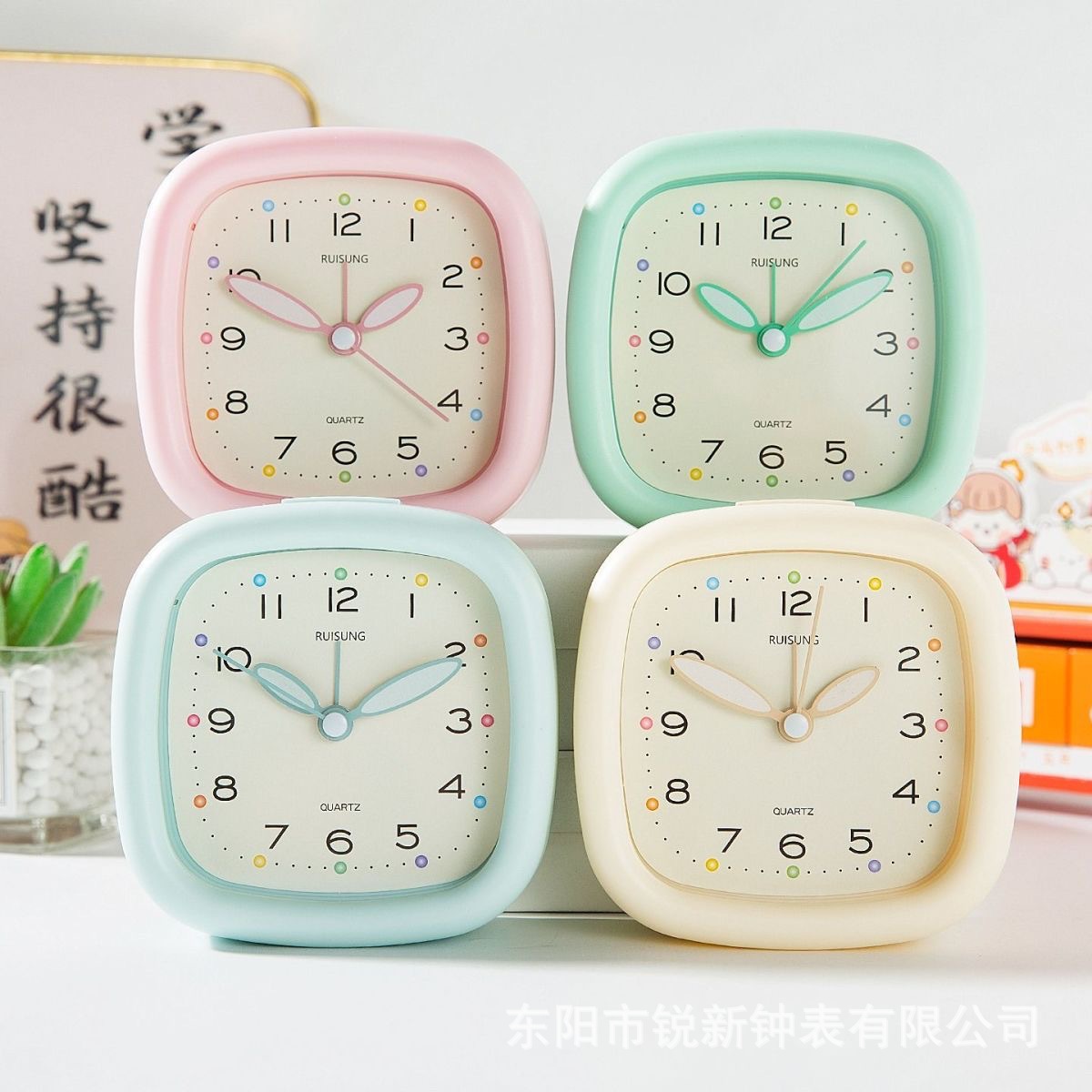 Reloj de despertador de viento crema estudiante perezento despertar reloj de moda silencioso minimalista luz nocturna niños reloj de aprendizaje