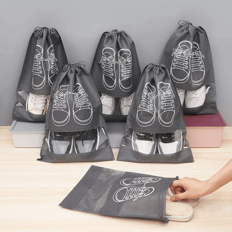 Footwear, storage bag, pack, shoes for traveling