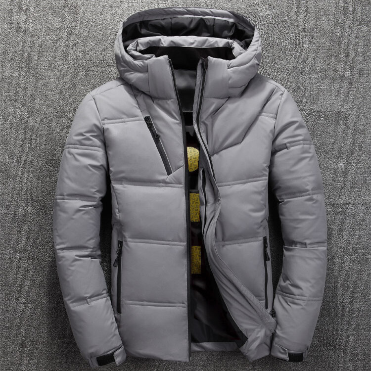Abajo Chaqueta corta de los hombres engrosada nueva juventud guapo moda suelta pato blanco abajo chaqueta con capucha