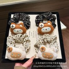 超萌卡通毛绒面包布偶发圈复古碎花少女马尾小肠圈秋冬百搭发绳