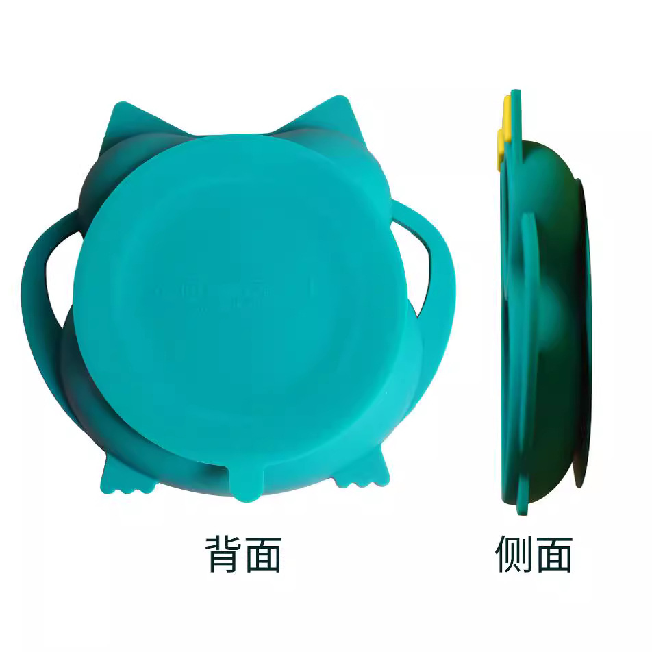 Nuevo producto silicona búho plato de comida para niños dibujos animados tazón de ventosa tazón de comida para bebé vajilla para bebés al por mayor