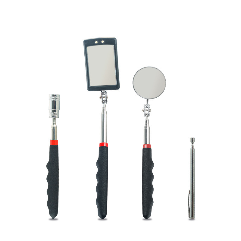 Recogida magnética de dimensión profunda Varilla de imán magnético Varilla de extensión telescópica Herramienta de reparación de automóviles Espejo cuadrado Espejo redondo Cabeza de linterna