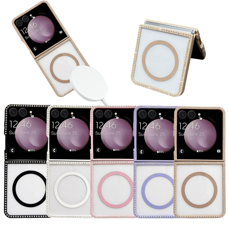 Suitable for Samsung Galaxy Z Flip 7 Mobile Phone Case Foldableing Screen Double-Sided Frame Diamond Magnetic Protective Cover Suitable for Samsung Galaxy Z Flip 7 Mobile Phone Case Foldableing Screen Double-Sided Frame Diamond Magnetic Protective Cover