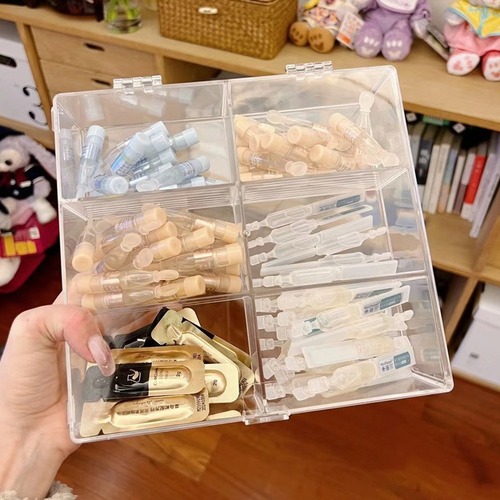 Disposable Essence Storage Box Cosmetics Perfume Lipstick Sample Invisible Lens Storage Box Transparent Flip Cover Dustproof 