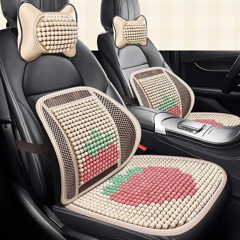 Cross-border summer car seat cushion cool pad wood bead seat cushion ice silk summer cooling breathable all-season universal truck seat cushion
